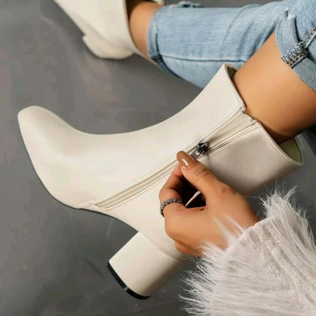 Women's Suede Ankle Boots with Block Heel & Cushioned Insole
