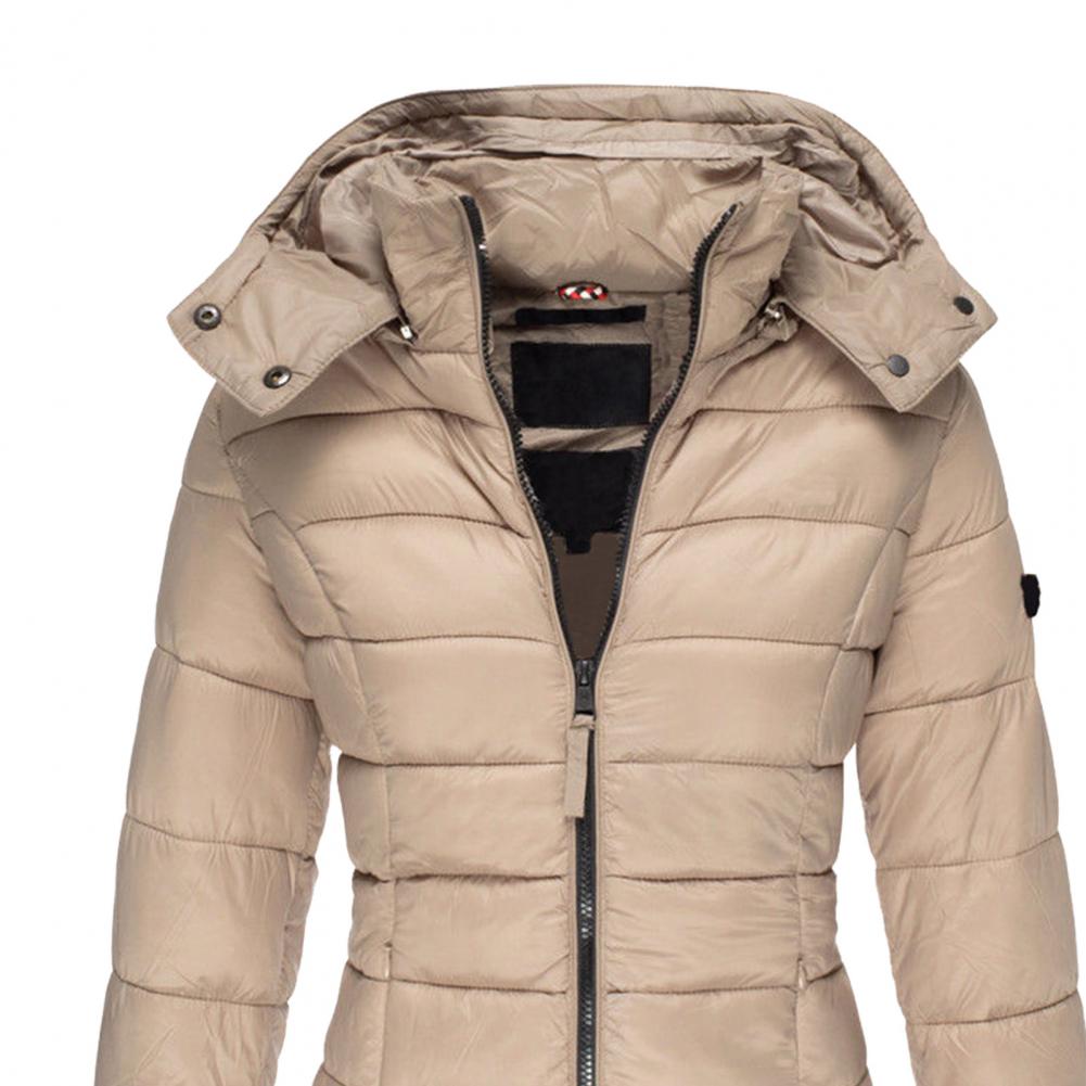 Women's Hooded Quilted Longline Jacket with Fitted Waist