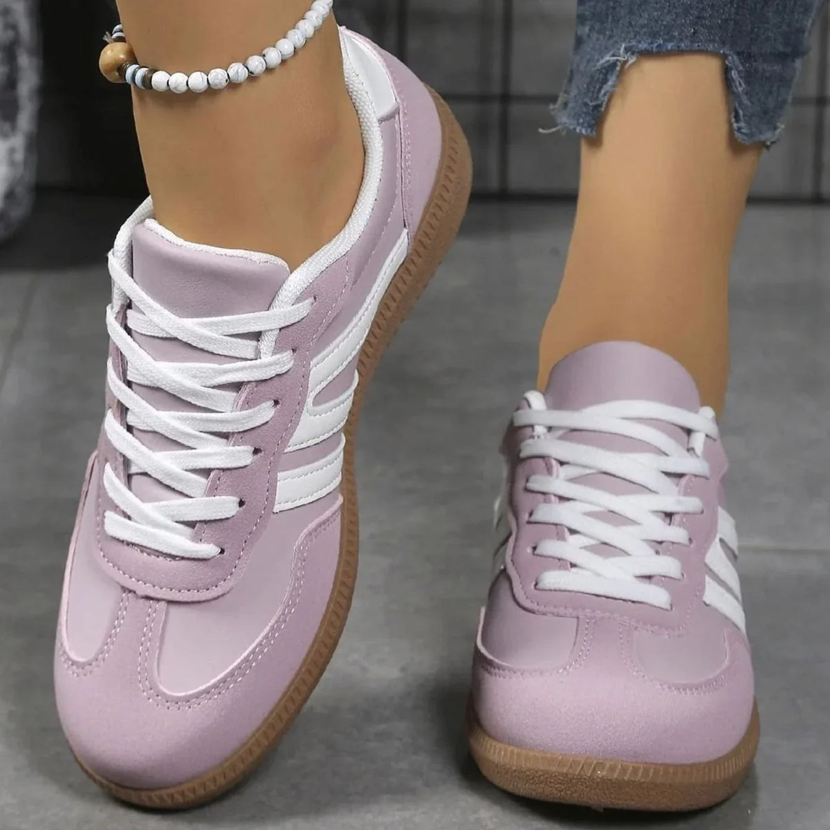 Purple Women's Orthopedic Sneakers with Wide Toe Box & Lace-Up Front