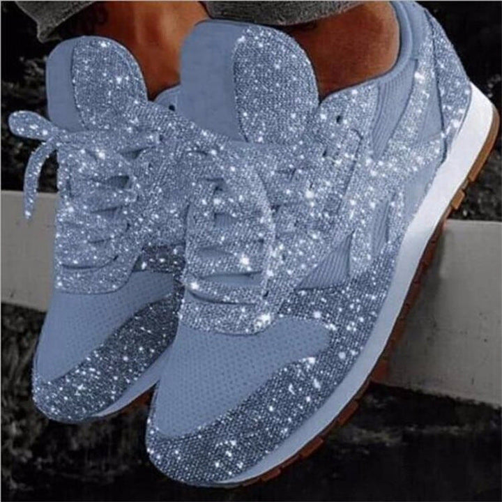Women's Breathable Mesh Rhinestone Sneakers with Cushioned Insole — Eliza