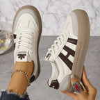 Women's White Sneakers with Lace-Up Closure & Cushioned Platform Sole — Vanessa