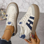 Women's White Sneakers with Lace-Up Closure & Cushioned Platform Sole — Vanessa