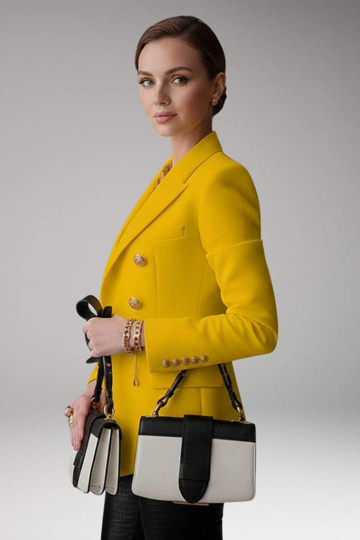 Women's Blazer with Overlapping Button Front & Tailored Fit
