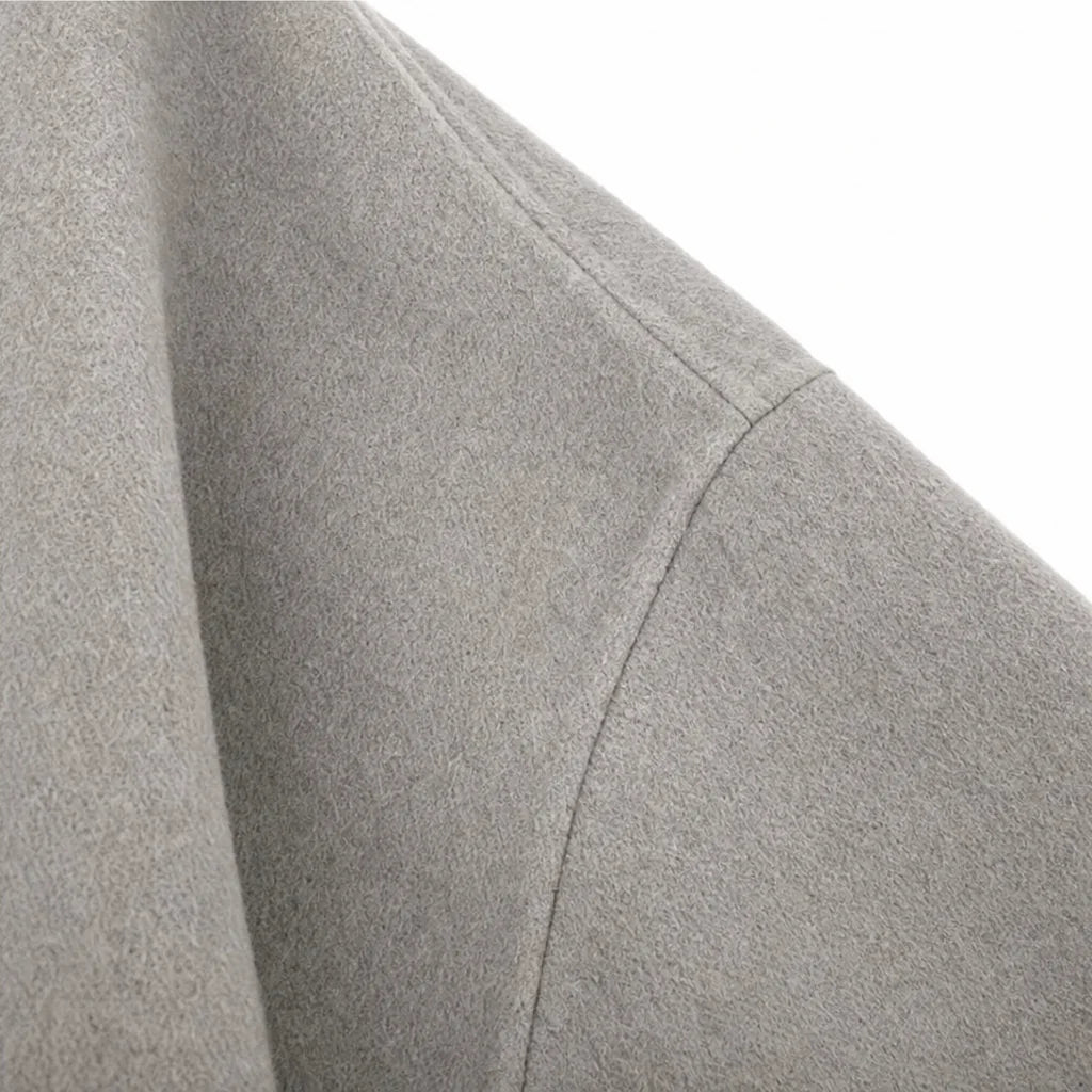 Women's Cape Jacket with Asymmetric Button Collar & Relaxed Knit Drape - Shoulder Seam Detail