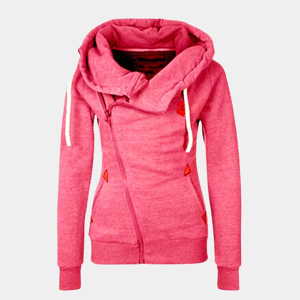 Pink Women's Hooded Vest with Asymmetric Zip & Relaxed Fit — Leah