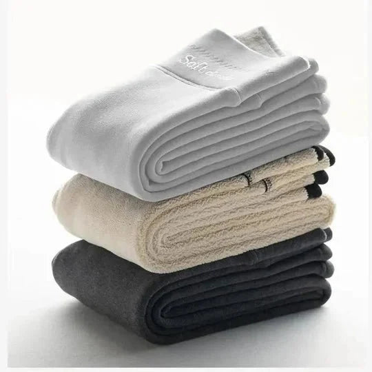 Women's Fleece Leggings with Fold-Over High-Waist Design