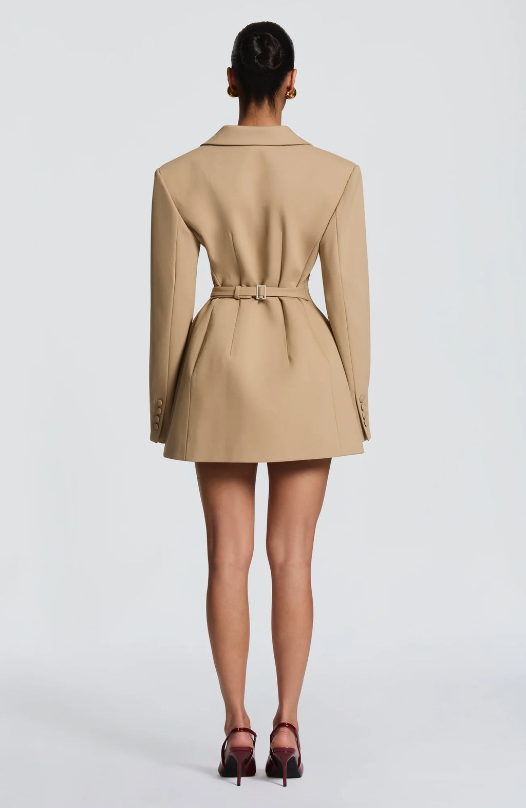 Women's Double-Breasted Blazer Mini Dress with Tailored Fit & Adjustable Waistband