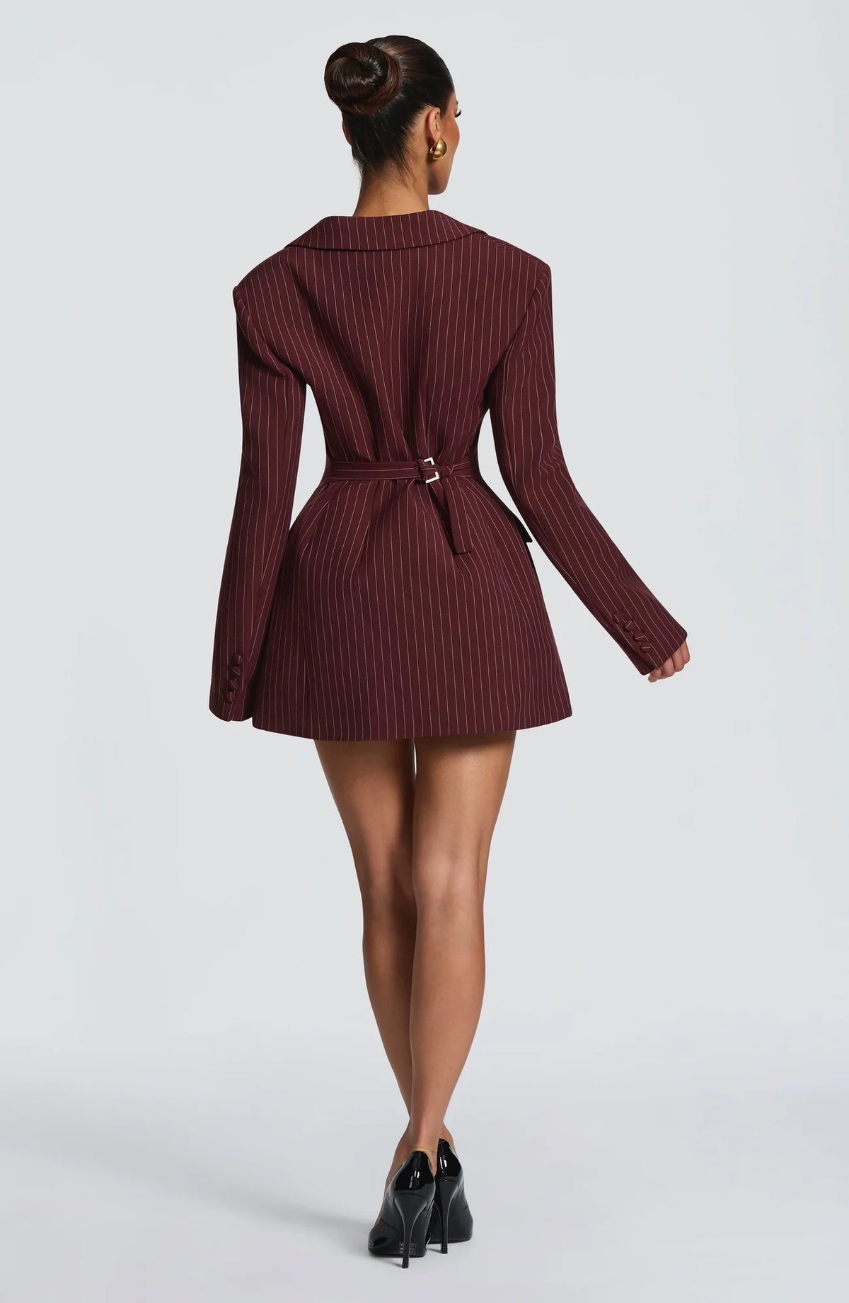 Women's Double-Breasted Blazer Mini Dress with Tailored Fit & Adjustable Waistband