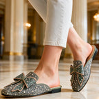 Sage Women's Bow Mules with Slip-On Design & Pointed Toe — Maddie - Worn Lifestyle Marble