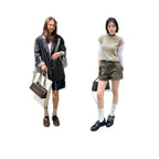 Women's Brogue Loafers with Fringed Cap & Adjustable Buckle - Full Body Comparison
