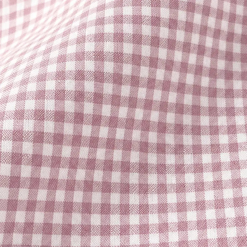 Pink Women's Plaid Button Down Shirt with Relaxed Fit & Long Sleeves — Philomena - Fabric Close Up Texture