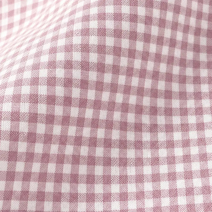 Pink Women's Plaid Button Down Shirt with Relaxed Fit & Long Sleeves — Philomena - Fabric Close Up Texture
