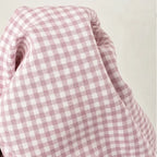 Pink Women's Plaid Button Down Shirt with Relaxed Fit & Long Sleeves — Philomena - Fabric Drape Close Up