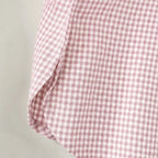 Pink Women's Plaid Button Down Shirt with Relaxed Fit & Long Sleeves — Philomena - Hem Detail Close Up