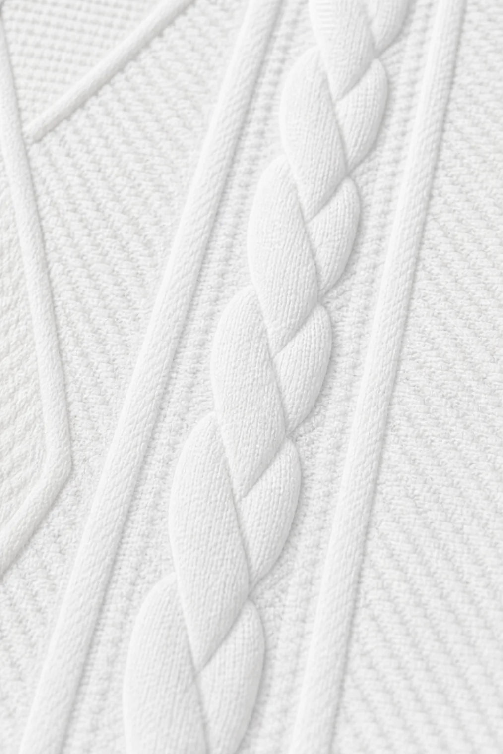 Women's Cable Knit Open Front Blazer with Stand Collar & Button Front - Close Up Cable Knit Texture