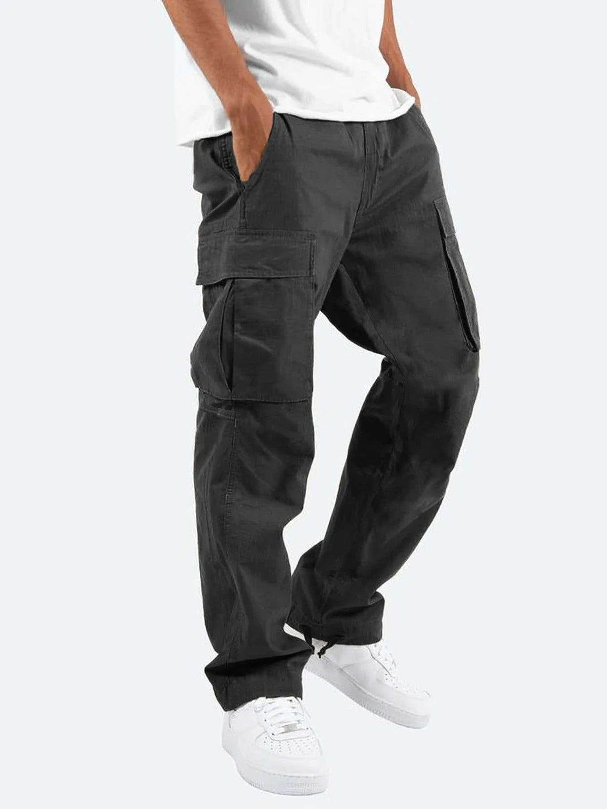 Black Women's Cargo Pants with Loose Fit & Multiple Pockets