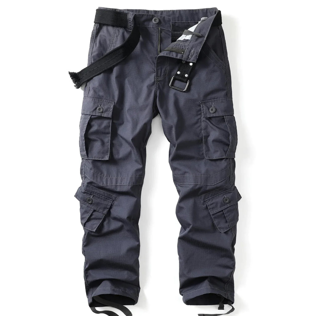 Gray Women's Camo Cargo Pants with Multiple Pockets & Adjustable Hem