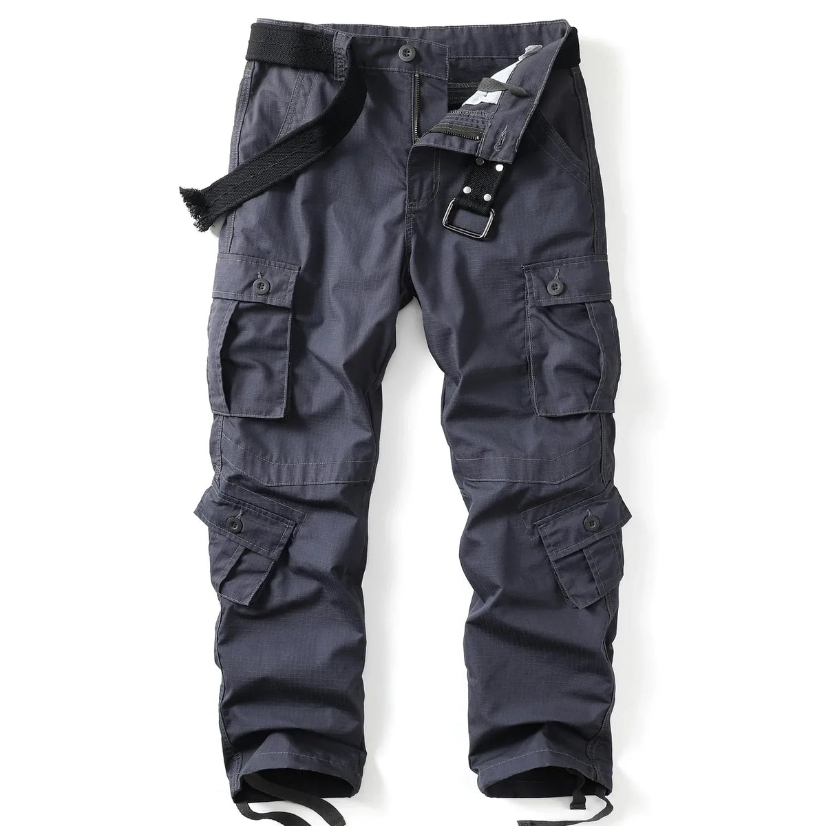 Gray Women's Camo Cargo Pants with Multiple Pockets & Adjustable Hem
