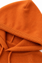 Women's Oversized Hooded Knit Sweater with Ribbed Cuffs