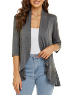 Grey Women's Lightweight Draped Cardigan with Breathable Stretch Fabric