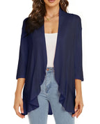 Navy Women's Lightweight Draped Cardigan with Breathable Stretch Fabric