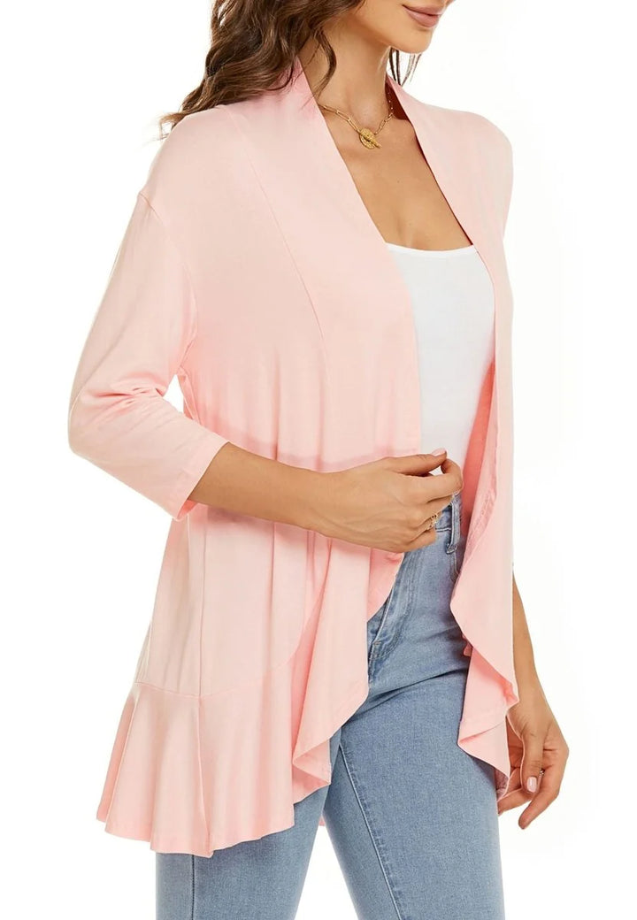 Pink Women's Lightweight Draped Cardigan with Breathable Stretch Fabric