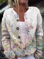 Style 4 Women's Floral Embroidered Button-Front Cardigan