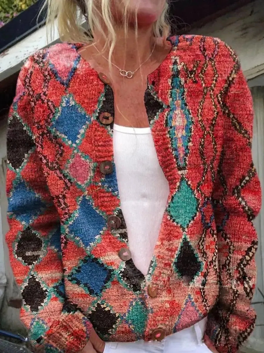 Style 7 Women's Floral Embroidered Button-Front Cardigan