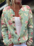 Style 6 Women's Floral Embroidered Button-Front Cardigan