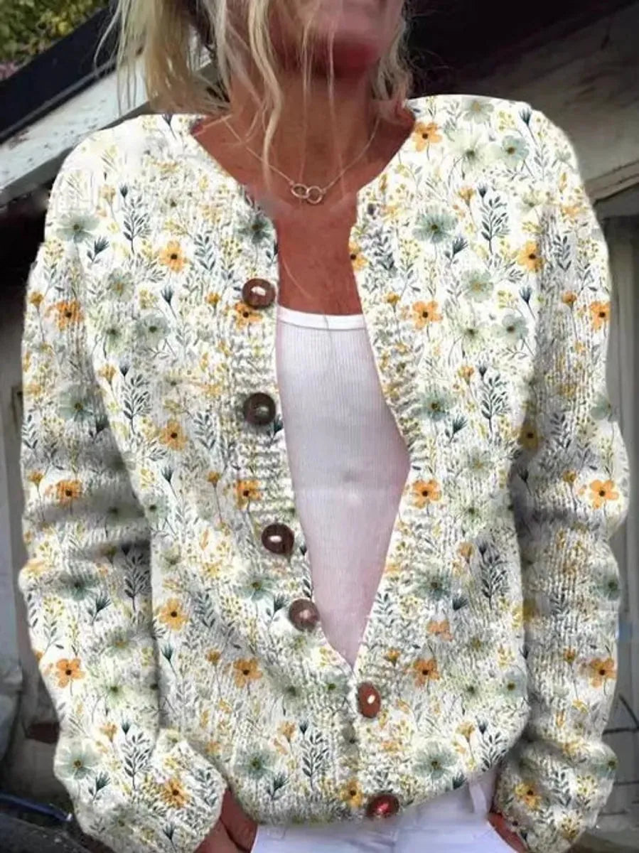 Style 2 Women's Floral Embroidered Button-Front Cardigan