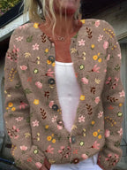 Style 5 Women's Floral Embroidered Button-Front Cardigan