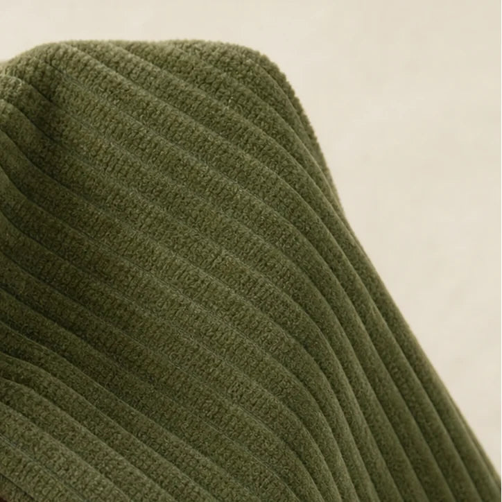 Women's Corduroy Top with Funnel Collar & Asymmetric Button Placket - Shoulder Fabric Closeup