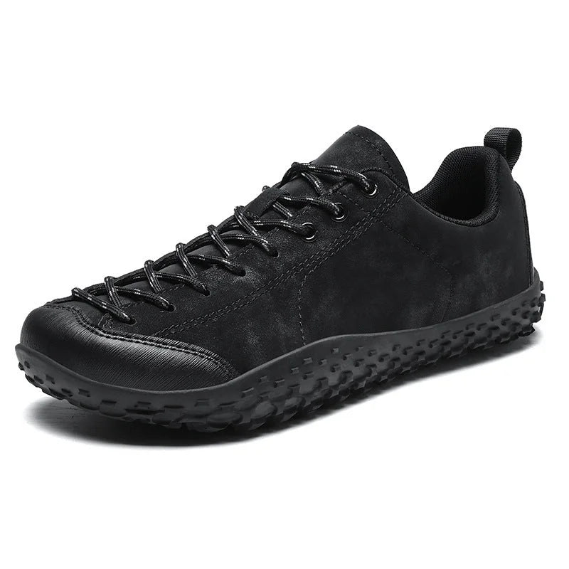 Black Women's Hiking Sneakers with Anti-Slip Rubber Sole & Reinforced Toe Cap - Side Angle Studio