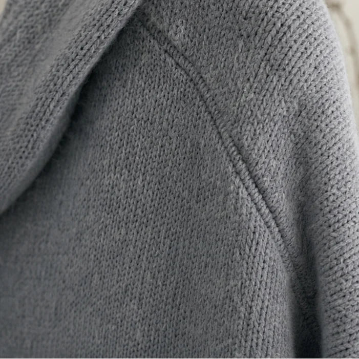 Women's Hooded Cardigan with Button-Front Closure & Hip-Length Fit - Shoulder Seam Detail