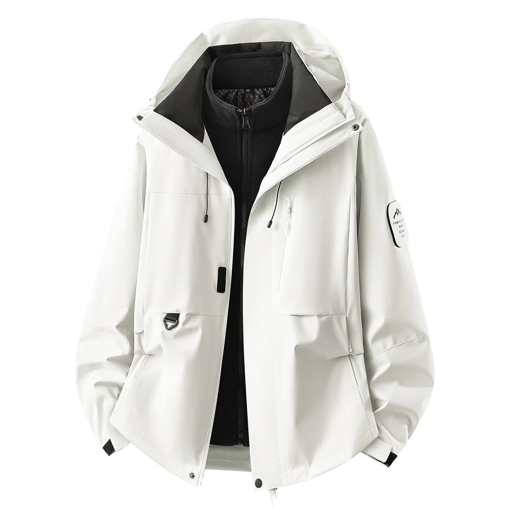 Women's Outdoor Jacket with Zip-Off Fleece Liner, Adjustable Hood & Multiple Pockets - Studio Front