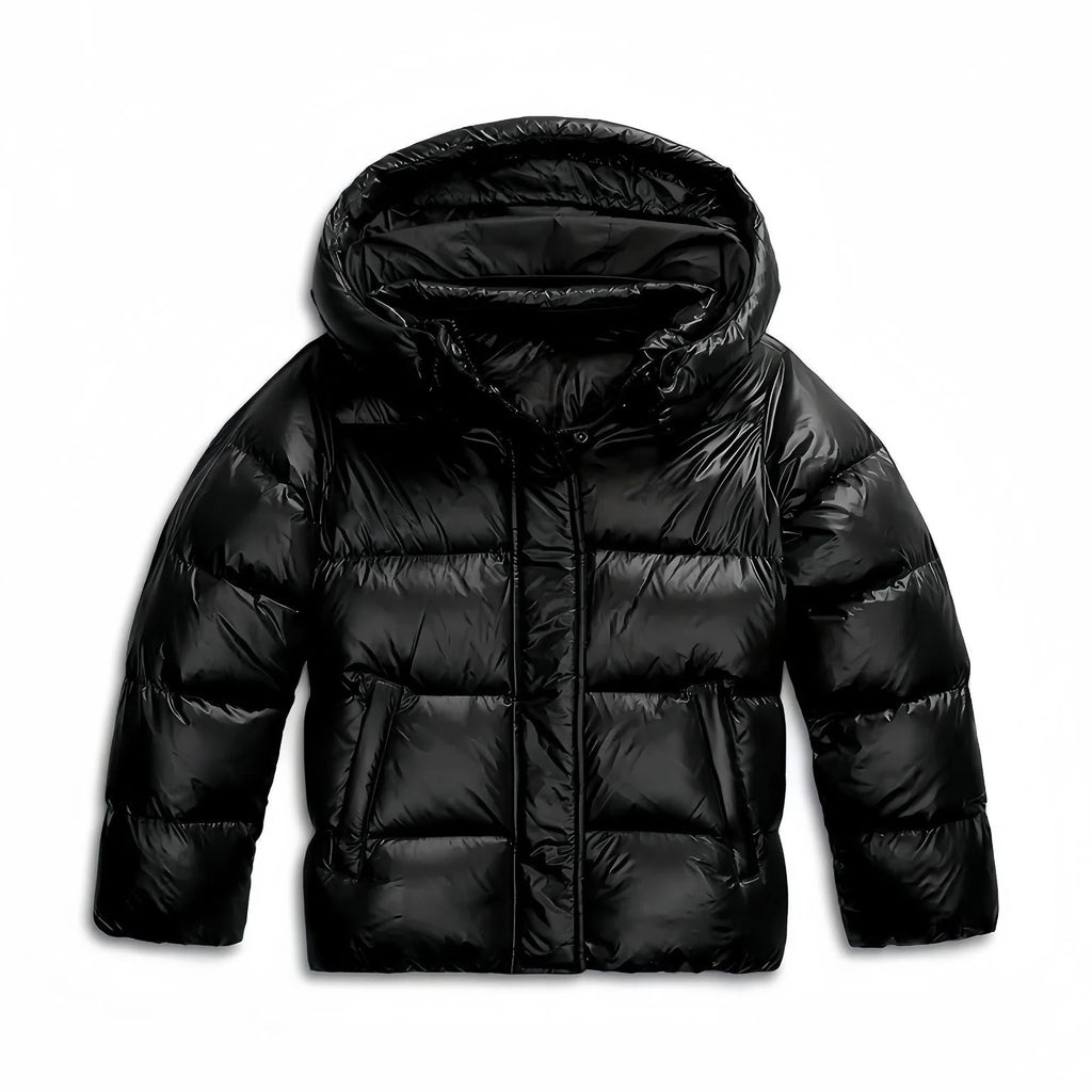 Women's Hooded Winter Jacket with Padded Comfort & Zip Pockets - Front Studio