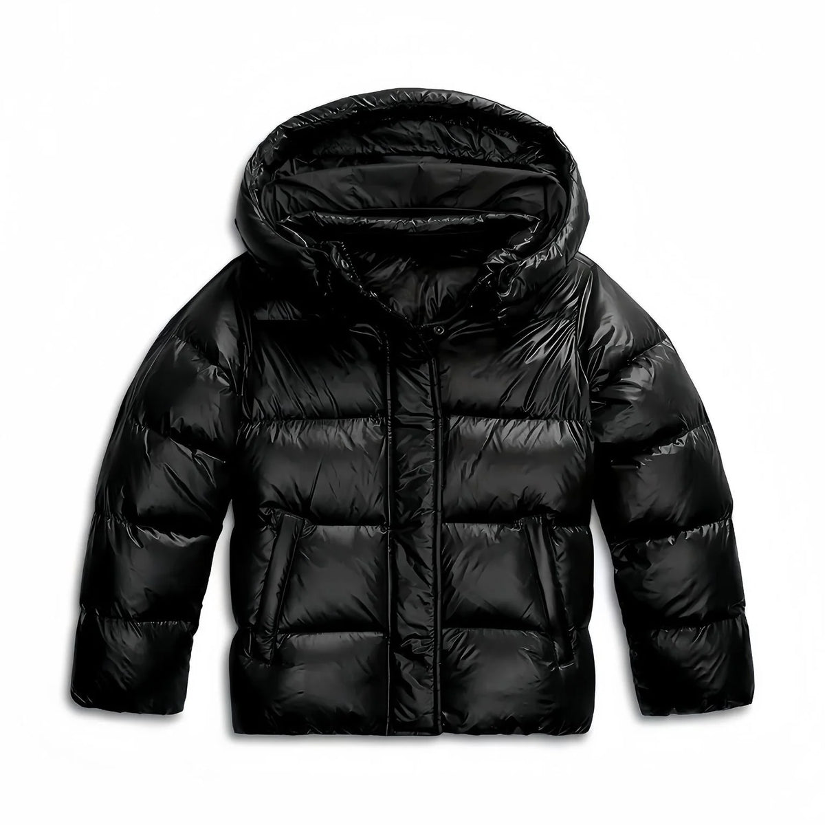 Women's Hooded Winter Jacket with Padded Comfort & Zip Pockets - Front Studio