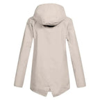 Women's Waterproof Jacket with Adjustable Hood & Fishtail Hem - Back Full