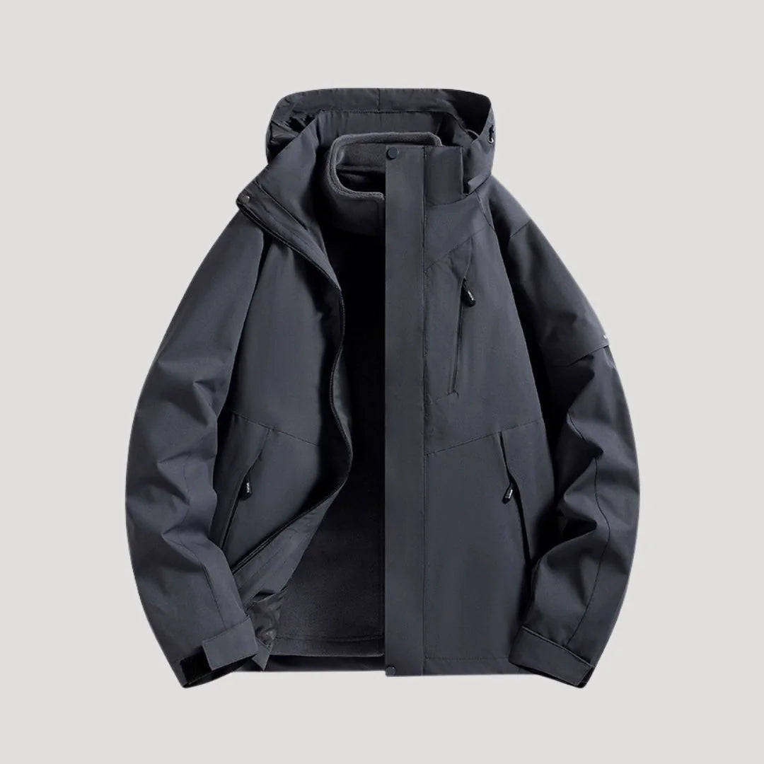 Black Women's Hooded Windbreaker Jacket with Zip Pockets & Adjustable Hood