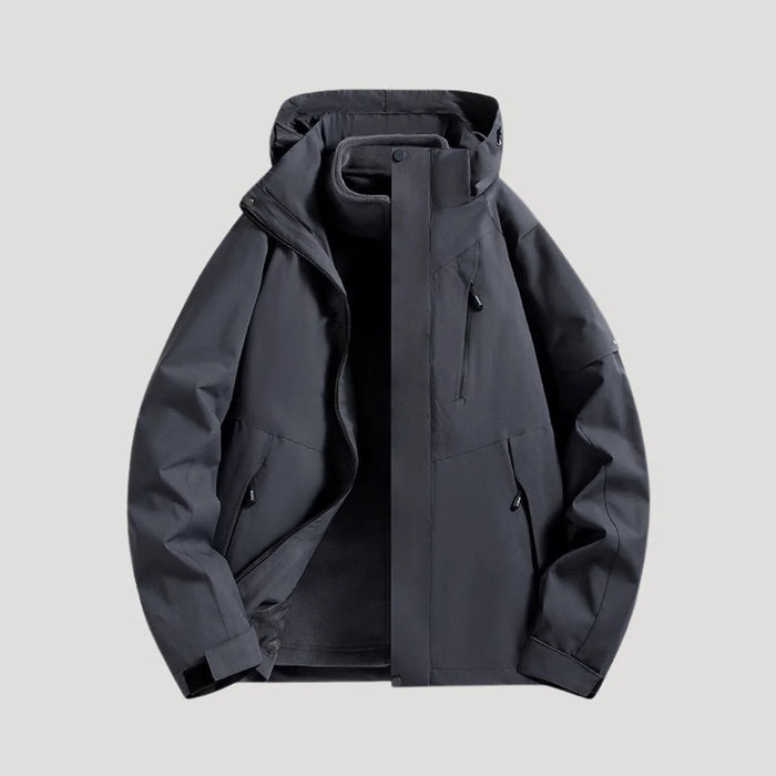 Black Women's Hooded Windbreaker Jacket with Zip Pockets & Adjustable Hood