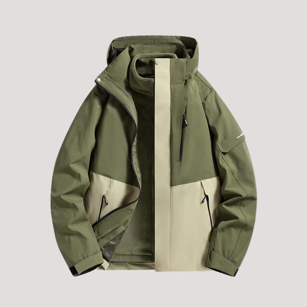 Forest Green Women's Hooded Windbreaker Jacket with Zip Pockets & Adjustable Hood