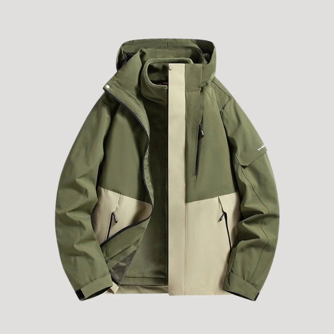 Forest Green Women's Hooded Windbreaker Jacket with Zip Pockets & Adjustable Hood