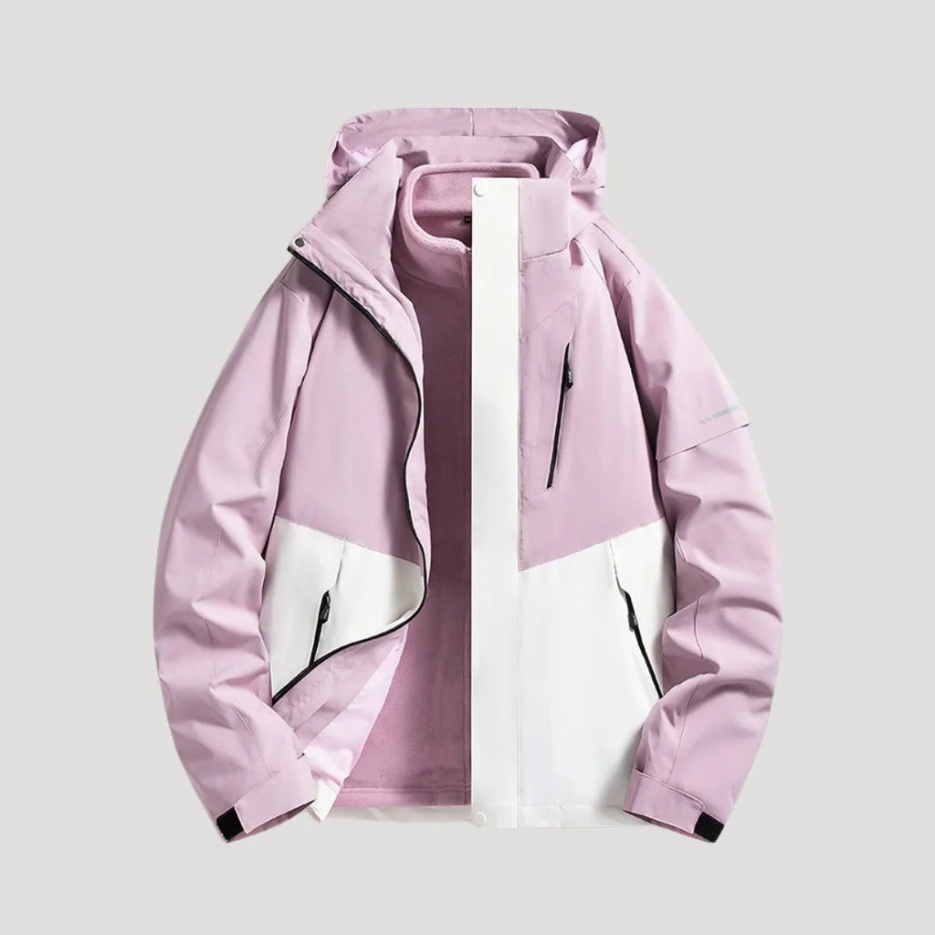 Lilac Women's Hooded Windbreaker Jacket with Zip Pockets & Adjustable Hood