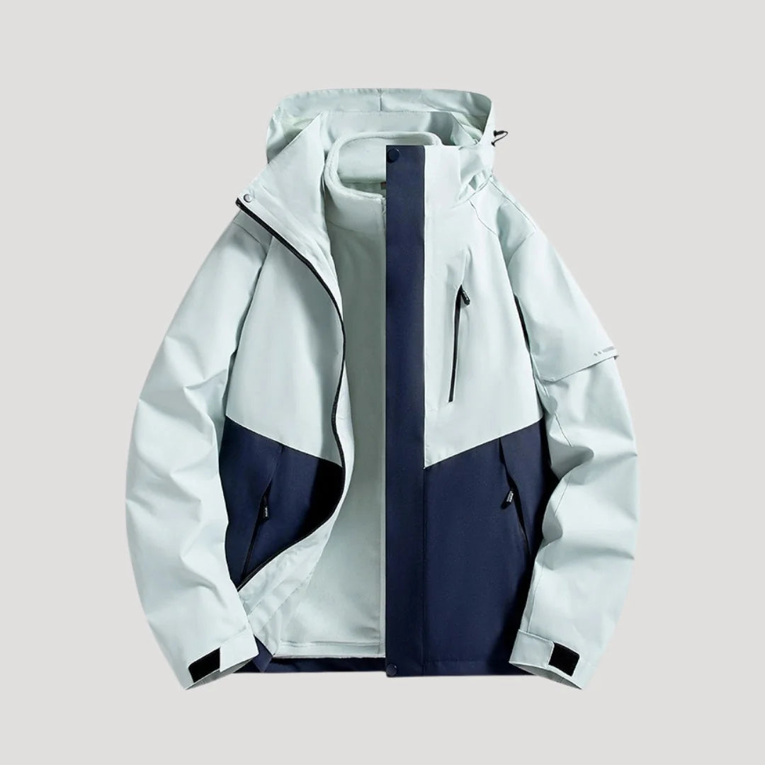 Navy Women's Hooded Windbreaker Jacket with Zip Pockets & Adjustable Hood