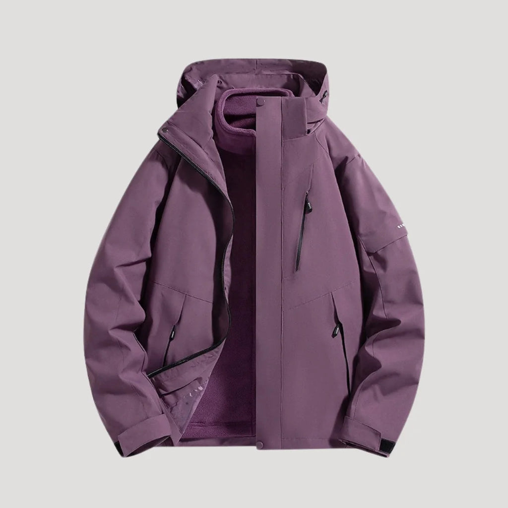 Purple Women's Hooded Windbreaker Jacket with Zip Pockets & Adjustable Hood
