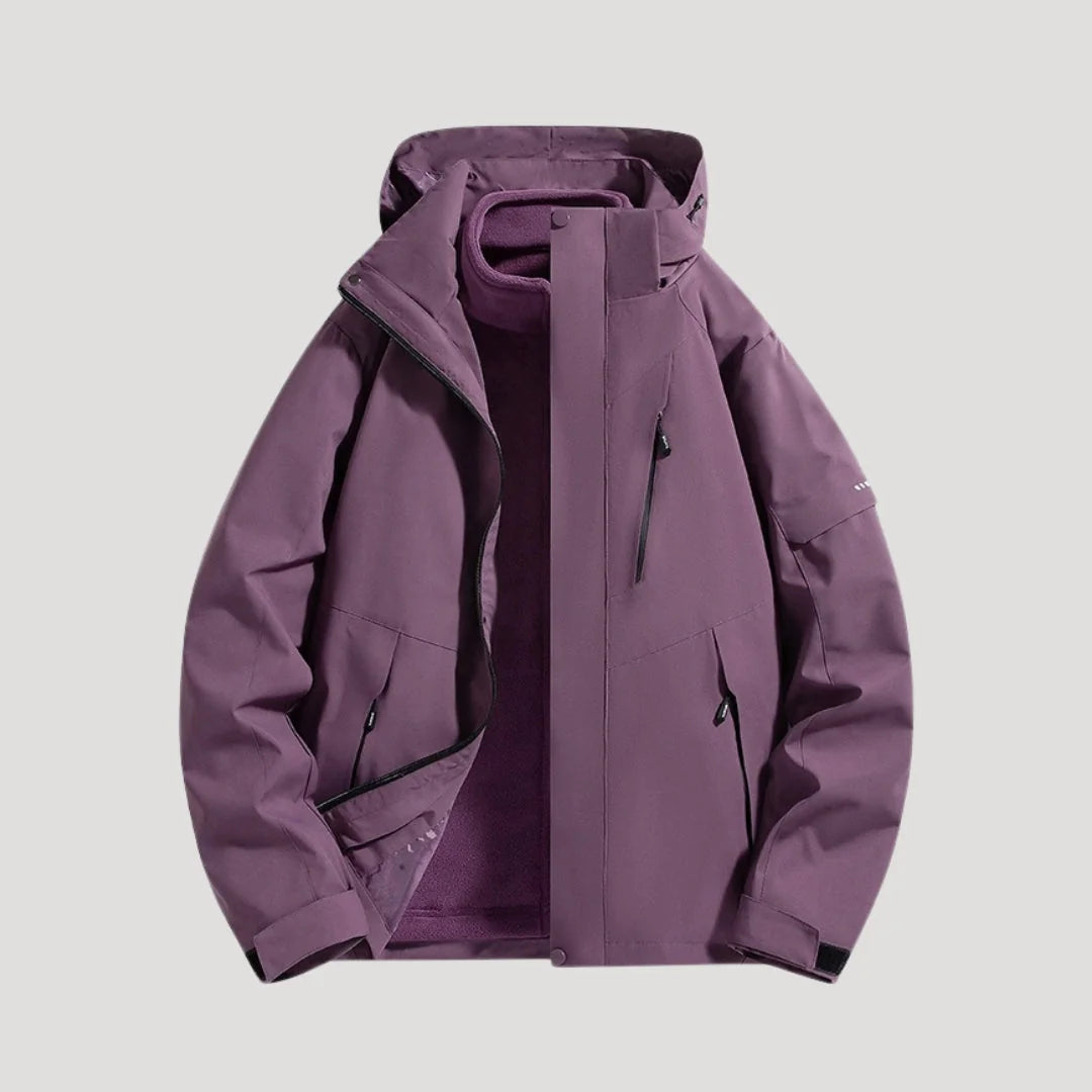 Purple Women's Hooded Windbreaker Jacket with Zip Pockets & Adjustable Hood