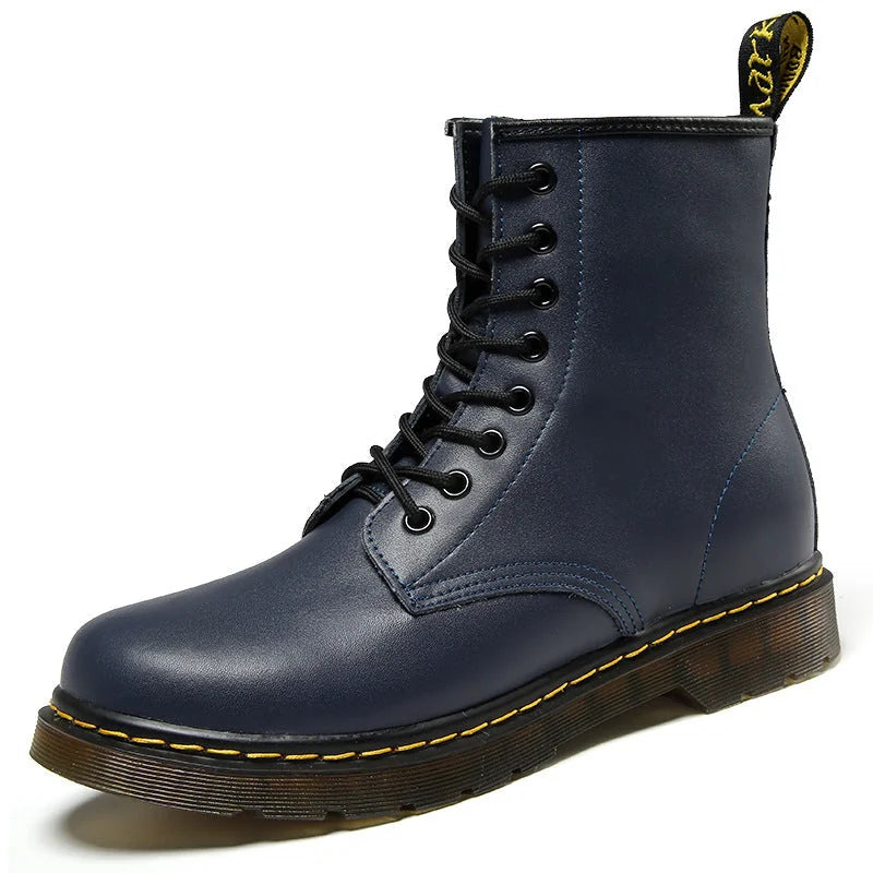 Women's Lace-Up Combat Boots with Round Toe & Durable Sole - Single Side Studio White
