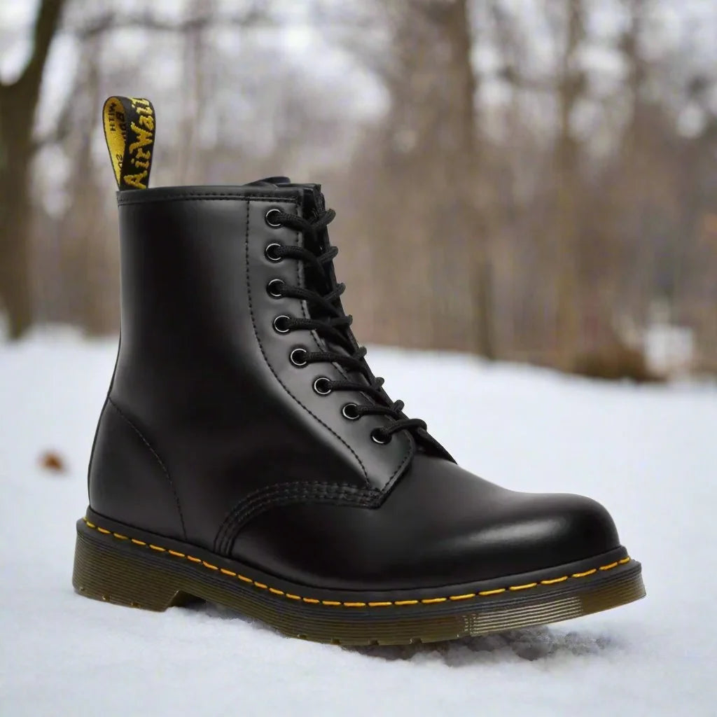 Women's Lace-Up Combat Boots with Round Toe & Durable Sole