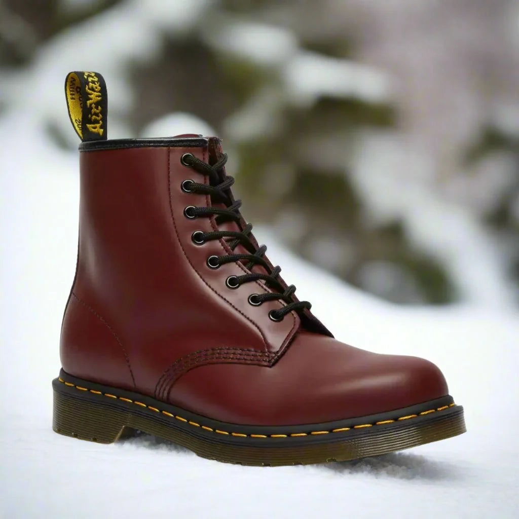 Women's Lace-Up Combat Boots with Round Toe & Durable Sole