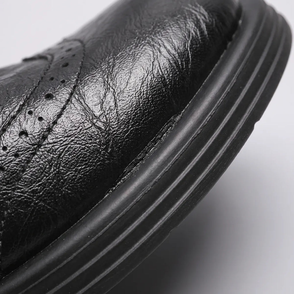 Women's Mary Jane Pumps with Leather-Look Upper & Brogue Detailing - Close Up Toe Sole